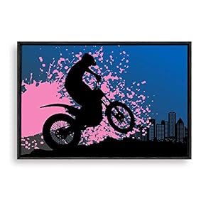 Framed Canvas Wall Art Motorcycle Canvas Prints Home Artwork Decoration for Living Room,Bedroom - 16x24 inches