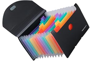Artibetter Expanding File Folder Accordion Binder with 13 Compartments A6 Size Magnetic Receipt Organizer