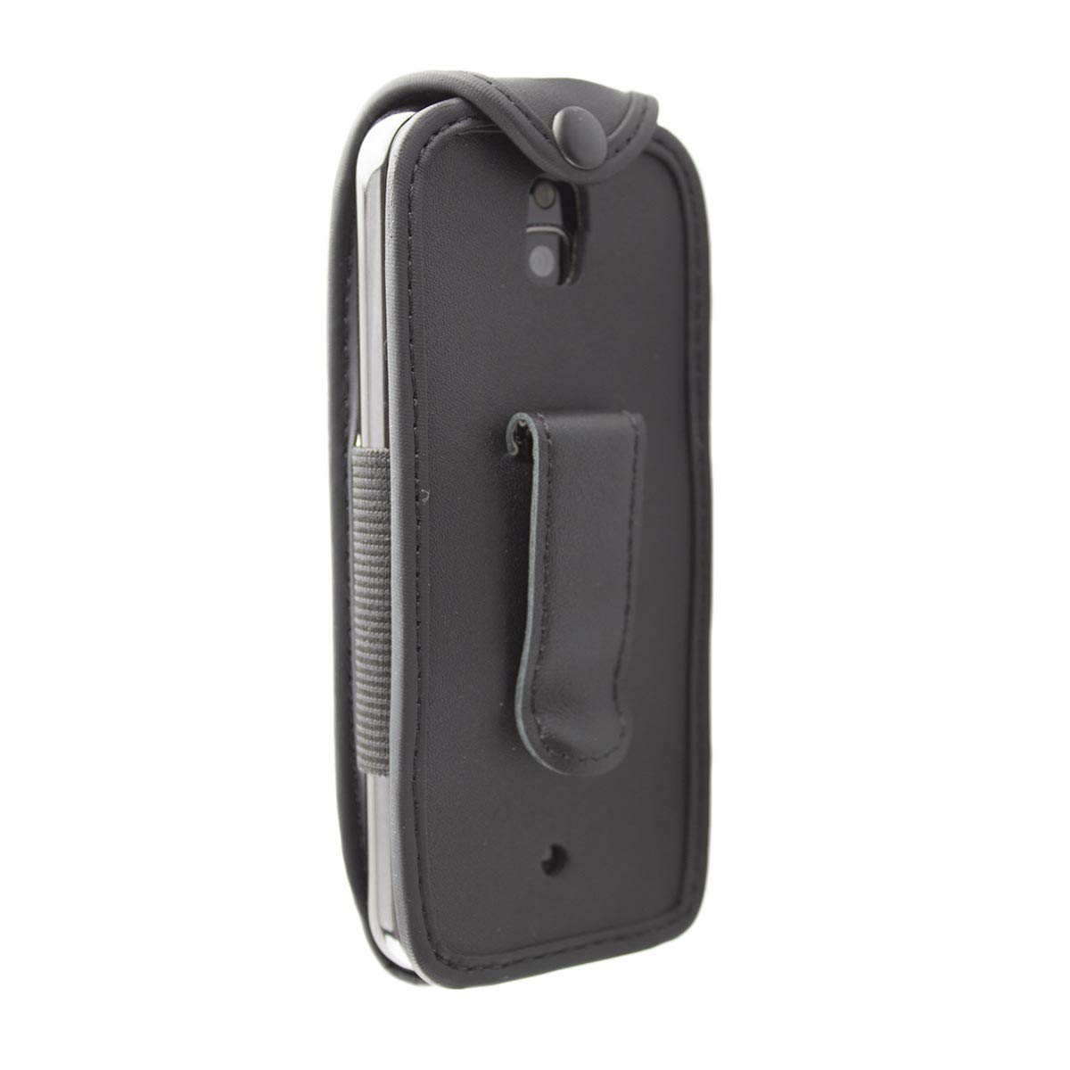caseroxx Leather-Case with belt clip compatible with Nokia 6300 4G made from genuine leather, Pouch with belt clip and viewing window in black