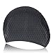 Actorstion Waterproof Silicone Swim Cap For Long Hair Keeps Hair with 3D Ergonomic Design Ear Pockets for Adult Woman and Men (Black)