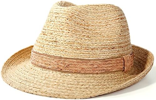 Deevoov 100% Raffia Straw Light Sun Hat Panama Trilby Fedora Short Brim Jazz Cap