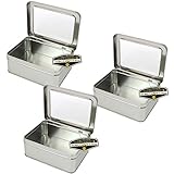 Mighty Gadget (R) Rectangular Empty Hinged Lid Survival Tin Container with See Through Window Top for Geocaching or Survival Gear (3 Pack) - 5.625