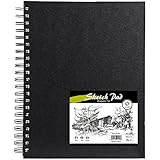 CONDA Hardcover Spiral Sketch Pad Sketchbook Perforated 8.5"x11" for Drawing Painting (1 PACK)