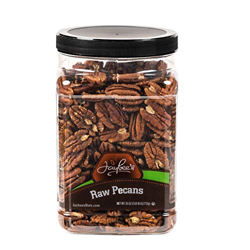 Jaybee's Whole Unsalted Pecans - Raw - Great for Gift Giving or As Everyday Snack - Reusable Container - Certified Kosher (26 Ounces)