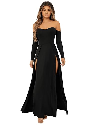 double slit long sleeve dress Double Slit Long Sleeve Dress, Y2K Long Dress High... From Leonorastore,  $20.17 In Bulk