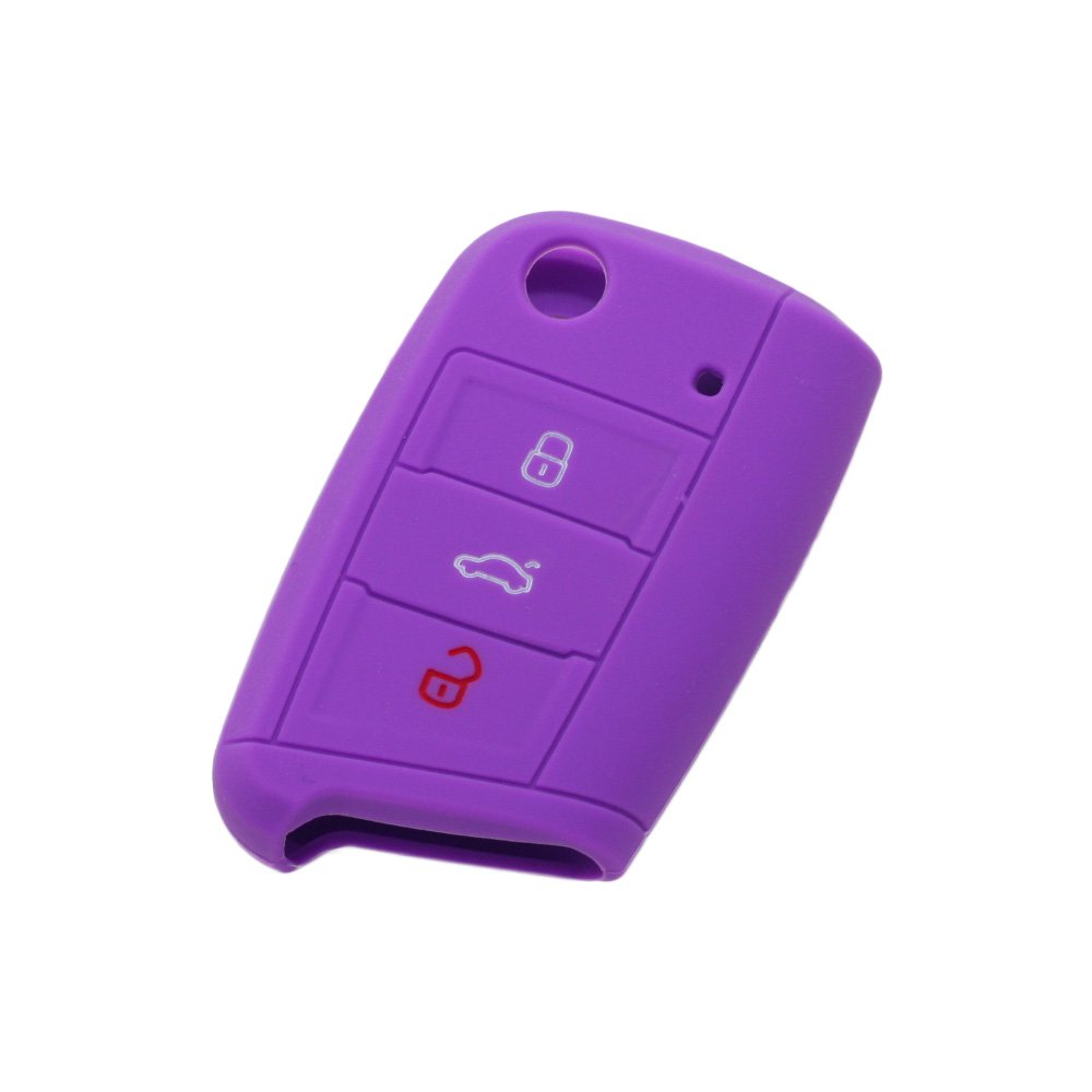 BROVACS Silicone Cover Protector Case Holder Skin Jacket Compatible with VOLKSWAGEN 3 Button Flip Remote Key Fob CV9803 Purple