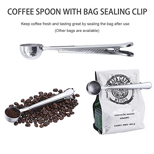 14 Piece Measuring Cups and Spoons Set and Coffee Measuring Spoon with Bag Clip, Neyes Stainless Steel 7 Measuring Cups and 6 Measuring Spoons for Dry and Liquid Ingredients Baking Cooking (14)