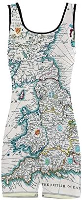 Women's Vintage Old World Map BoyLeg One Piece Swimsuit Swimwear Tankini