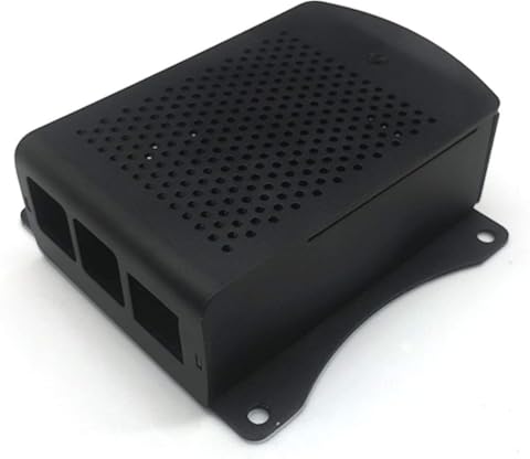 Sylvialuca Para Raspberry Pi 4B Caja de Aluminio Caja de Carcasa de Metal Negro con Ventilador Caja Negra para RPI 4 Modelo B RPI 4B