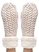 Women's Winter Warm Cable Knitted Mitten Plush Lining Gloves with Hair Tie.