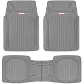 Motor Trend FlexToughXL Floor Mats for Cars Full Set, All-Weather Rubber Automotive Floor Mats, Waterproof Heavy Duty Car Mats, Flexible Floor Liners for Car Truck Van SUV, Car Floor Mats (Gray)