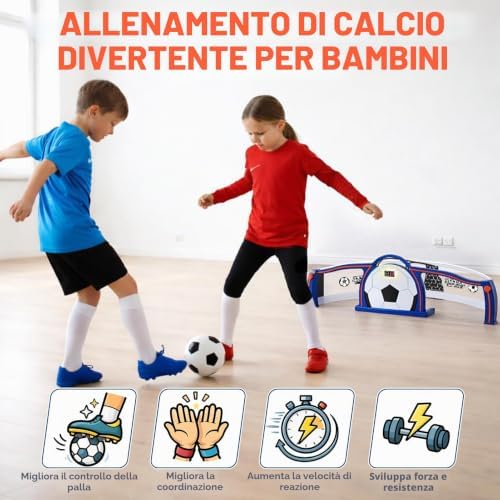 Porte da Calcio per Bambini, Porta Calcio Piccola per Interno con Contatore Punti e 2 Modalità, Allenamento e Miglioramento Tecnica, Ideale Come Regalo Calcio per Bambini 6-12 Anni