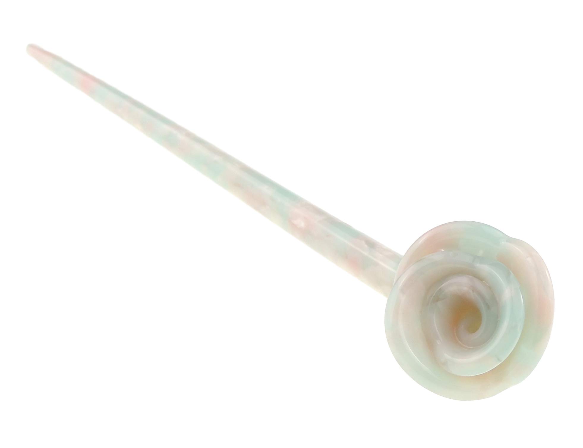 Womens Retro Bridal Wedding Party Bridesmaid Christmas Banana Styling Hair Accessories Pins Bun Holder Chignon Brooch Hairpin Slide Jewelry Updo Chopsticks Stick Marbled Rose Flower (Baby Blue Pink)