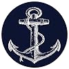 Round Area Rugs 3 ft Nautical Navy Blue Anchor Soft Floor Carpets Indoors/Outdoor Living Room/Bedroom/Children Playroom/Kitchen Mats Non Slip Yoga Carpets