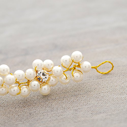 Barogirl Wedding Headband Gold Floral Hair Vine Crystal Hair Wreath Wedding Hair Accessories for the Brides and Bridesmaids BDT-11