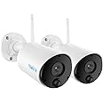 REOLINK 3MP Cameras for Home Security Outdoor, Solar Security Cameras Wireless Indoor IP65, Person Car Detection, 2.4GHz WiFi, Local Storage, Home Hub Compatible, No Subscription, Argus Eco 2-Pack