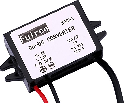 Yeeco Voltage Converter Regulator Power Adapter DC DC Buck Converter Module Car Power Supply Board DC 8-50V DC12V 24V To 5V 3A with Female USB Output for Telephone Logger GPS Car