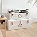 Beautify Cream Vintage Style Steel Metal Storage Trunk Set Lockable and Decorative with Rose Gold Handles - College Dorm and Bedroom Footlocker Trunks