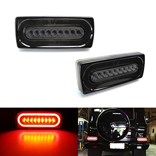 iJDMTOY Smoked Lens Full LED Laser Ring Style Turn Signal/Tail Lights For 1999-up Mercedes-Benz W463 G-Class G500 G550 G55 G63 AMG