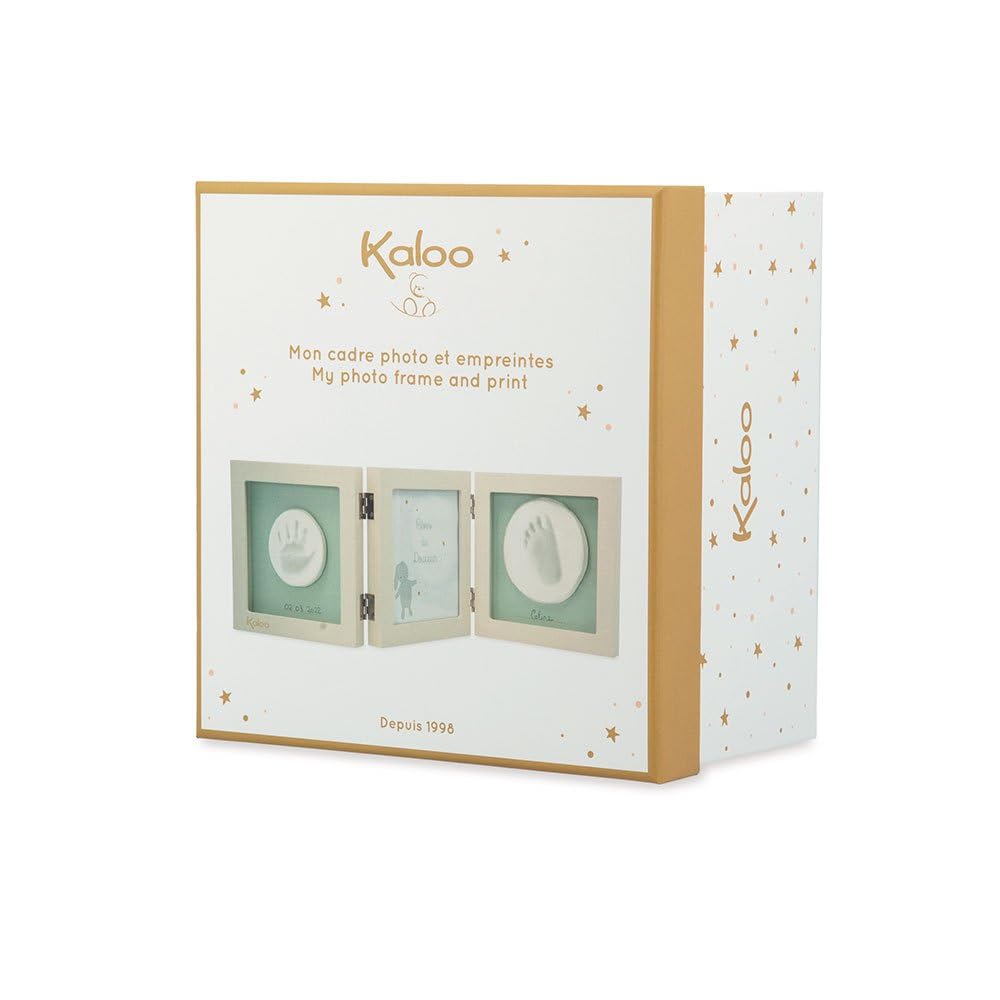 Kaloo - Rêves de Douceur - My Photo Frame and Baby Prints - Clay Handprints & Footprints Kit - Easy to Use and Mess-Free - Newborn Gift - Beige, K220001