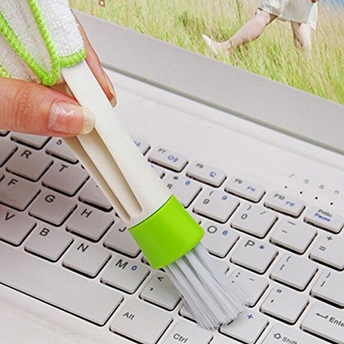 Car Air Outlet Duster, Mini Double-End Car Auto Kit Air Outlet Cleaning Brush, Automotive Air Conditioner Cleaner and Brush, Dust Collector Cleaning Tool for Keyboard Window Leaves Blinds Shutter ( 16.54cm,Green) - Thumbnail 6