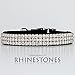 Diamond Bling Collar | Safe Leather Rhinestones Crystal Diamante with Adjustable Clasp Up to 11 inch and Ring Bell | for Puppy Kitten Cat Small Dog