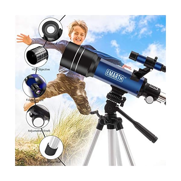 Emarth Teleskop, 70 mm/360 mm, astronomisches Refraktor-Teleskop mit Stativ und Sucherfernrohr, tragbares Teleskop für… – Bild 4