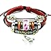 MORE FUN Charm Flower Bead Silver Tone Tube Leather Adjustable Length Wrap Bracelet (Bird)