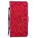 iPhone 8 Plus Case,iPhone 7 Plus Wallet Case, Sun Pattern Embossed PU Leather Magnetic Flip Cover Card Holders & Hand Strap Wallet Purse Case for iPhone 7 Plus / 8 Plus [5.5 Inch] - Red