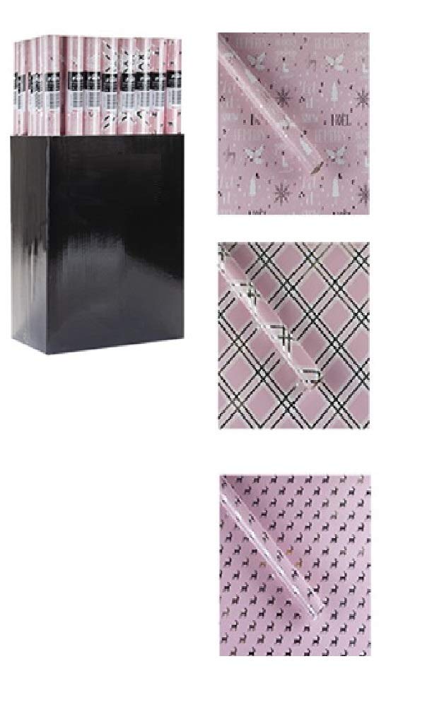 3 Pack of 70CM x 2M Wrap Wrapping Paper Ideal for All Occasions Reindeer, Check and Text