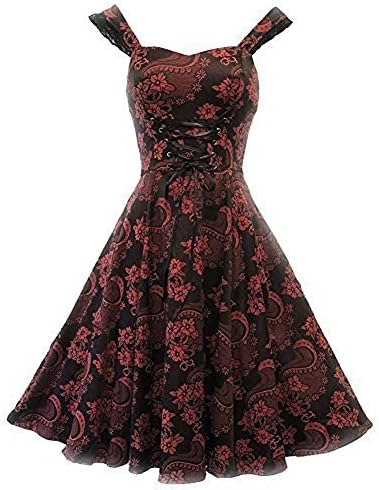 Fumikazu Womens Dresses Lace Up Casual Ladies Classic Retro Corset Style Gothic Sleeveless Dress by