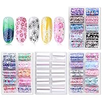 DAGEDA 4 Box of 40 Rolls Glitter Nail Art Stickers Nail Transfer Foil Wraps-Nail Art DIY Decoration Kit-Laser/Flower/Colorful/Starry Sky- Holographic Nail Foil Sticker