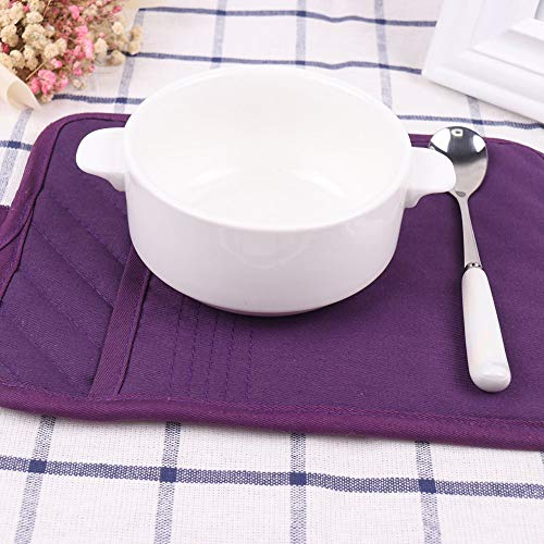 Anyi Oven Pot Holders with Pocket, 100% Cotton Oven Mitts Oven Pads with Feature of Heat Resistant Potholders Non Slip for Cooking Baking, Set of 3 (Purple) - Thumbnail 6