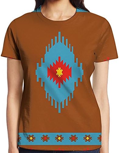 WuLion Ethnic Geometric Design Aztec Inca Navajo Tribal Cultural Women's 3D Print T Shirt M White