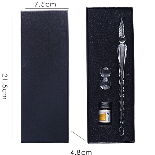 Smartcoco Crystal Glass Dip Pen Set Handmade Glass Business Present Elegant Signature Pen Ink Drawing Pen Creative Writing Tool Kit (1Dip Pen + 15ml Ink + 1 Pen Holder)
