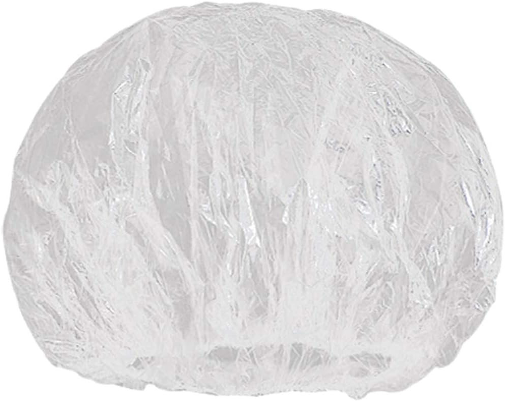 Stadux Disposable Shower Caps, Plastic Clear Elastic Bath Cap, Spa Shower Hat for Home Use, Hair Salon and Hotel,Pack of 100