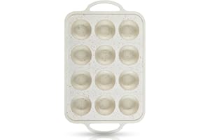 FIMARY Silicone Muffin Pan with Metal Reinforced Frame - 12-Cup Muffin Pan Nonstick Cupcake Pan for Muffins,Tart, BPA Free and Dishwasher Safe - 1 Piece Cream With Coffee Dots