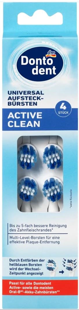 DONTODENT Active Clean Replacement Toothbrush Heads Pack of 4