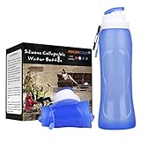 ASTORTOUR Collapsible Water Bottle Silicone - Leak Proof 17 Ounce, Carabiner Clip - BPA Free Foldable Sports Bottle Freezable for Hiking Crossfit ect