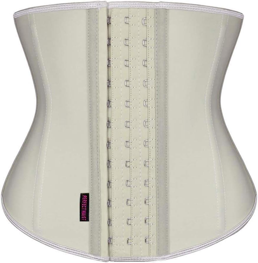 Short Torso Waist Trainers Cincher Corset Underbust Body Shaper Latex Sport Girdle Apricot Large