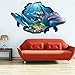 Wowall Home Decor Halloween Horrible 3D Aquarium Ocean Underwater Sea World Dolphin Broken Wall Fish Poster Wall Stickers (C)