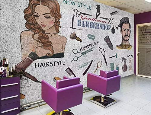 写真の壁紙3D壁画理髪店のレトロな髪サロン髪カットツール背景の壁現代 