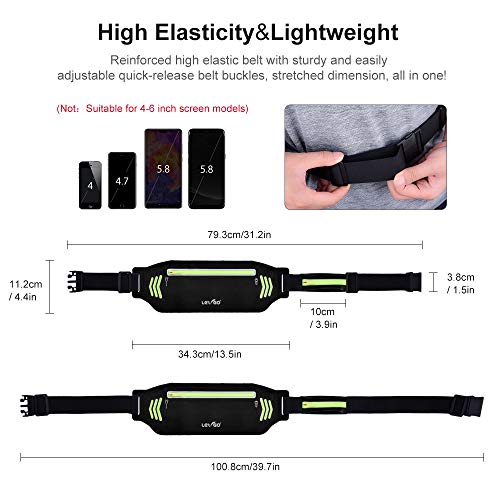 BASEIN Fanny Pack Slim Soft Outdoor Dual Pouch Sweatproof Reflective Running Belt Waist Pack for Hiking Fitness - Adjustable Waist Pouch for All Kinds of Phones(Black)