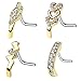 BodyJ4You 4-Pack 20G 0.8mm Nose Ring L-Shape Bend Stud Screw Goldtone Crawler Surgical Steel Nostril Set