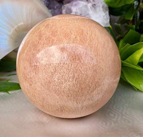 Spiritual Elementz Reiki Healing Peach Moonstone (Stone of Emotional Health) Gemstone Sphere Ball (40-50mm).