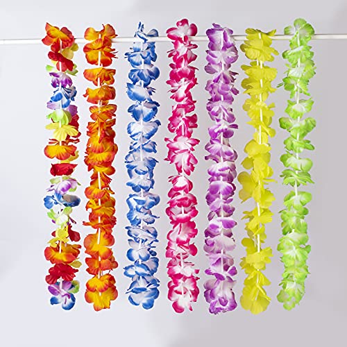 ADXCO 72-Pack Bulk Plastic Hawaiian Leis - 12 Colors For Luau, Tropical, Or Themed Party Favors
