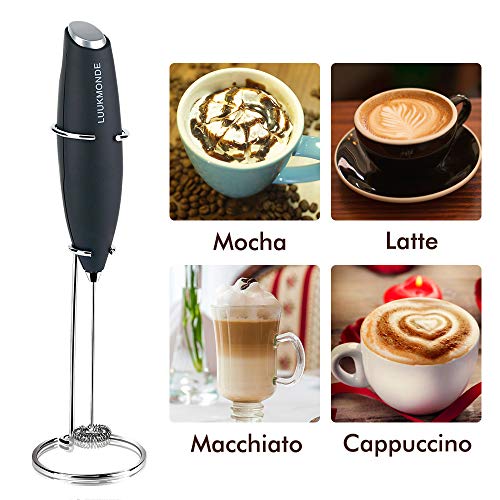 Handheld Milk Frother – Nespresso Electric Milk Frother Steamer – Automatic Powerful Dual Speed Motor Mixer – Comfortable & User-Friendly - Ideal for Coffee, Latte, Cappuccino, Hot Chocolate(Black) - Thumbnail 4