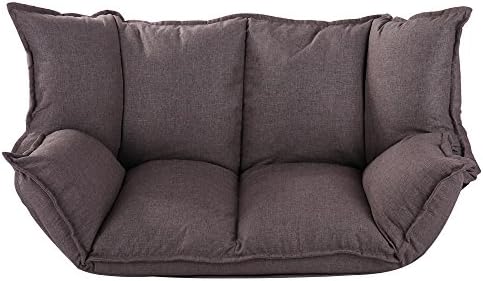 QVB Adjustable Lazy Sofa Folding Futon Counch for Studio Room, Brown Color