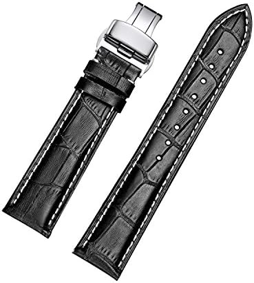 Jiexima Calfskin Leather Watch Straps with Folding Buckle for Men's Watch and Women's Wristwatch 18mm-24mm watchband