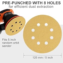 LotFancy Sanding Disc, 5 Inch 8 Hole, 110PCS 60 80